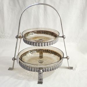 2 Tier Serving Tray Stand Rustic and Eclectic Party Serving Stand‎ NEW
